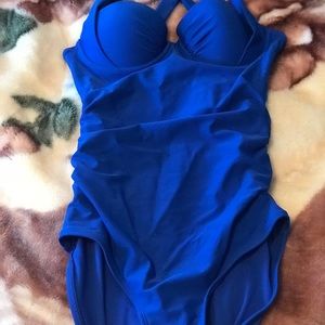 Royal blue one piece swimsuit
